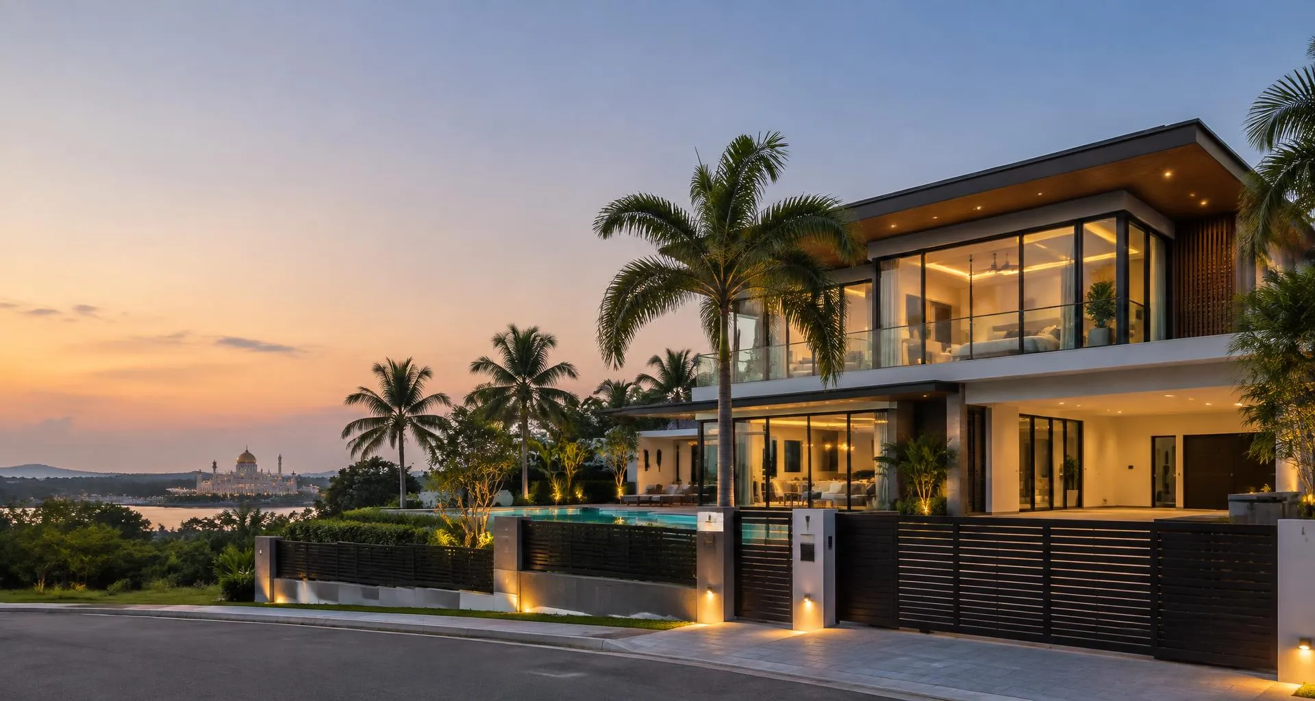 Luxury residence with modern aluminum gate